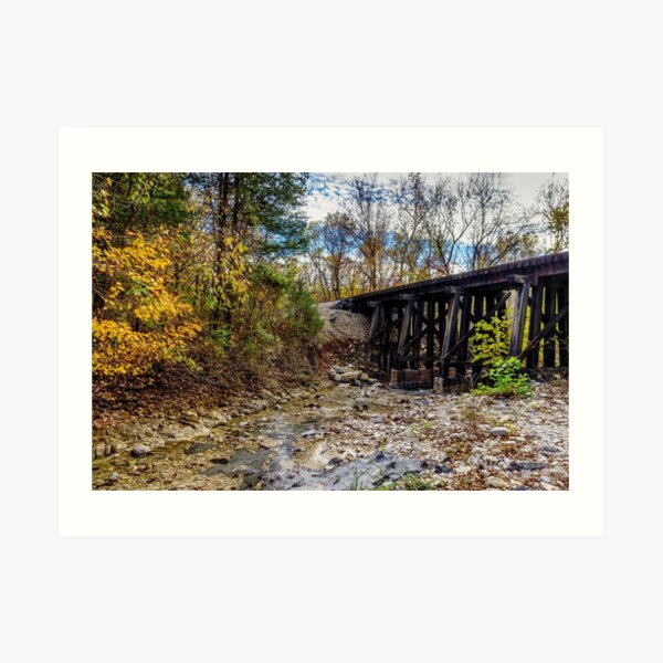 Autumn Railroad Bridge Art Print