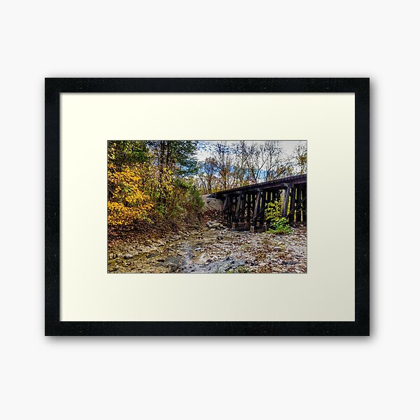 Autumn Railroad Bridge Framed Art Print