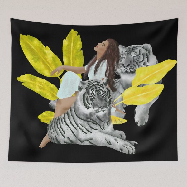 Item preview, Relájate con los tigres // Confía en tu lado salvaje, amarillo y gris designed and sold by Dottadesigns.