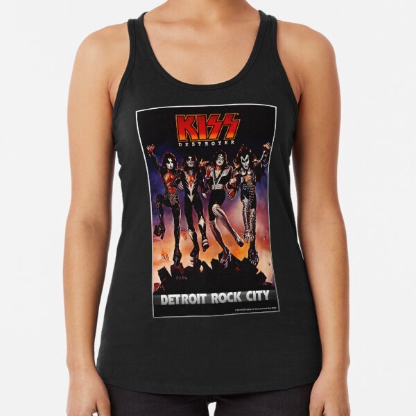 Kiss Women's Vintage Sleeveless Fashion T-Shirt - Detroit Rock City '76 | Gray Muscle Tank Top Shirt