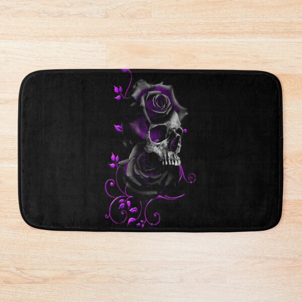 Item preview, Skull with Black and Purple Roses designed and sold by Gothic Fantasy.