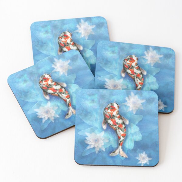 Item preview, Koi carp with lotus flowers designed and sold by Bwiselizzy.