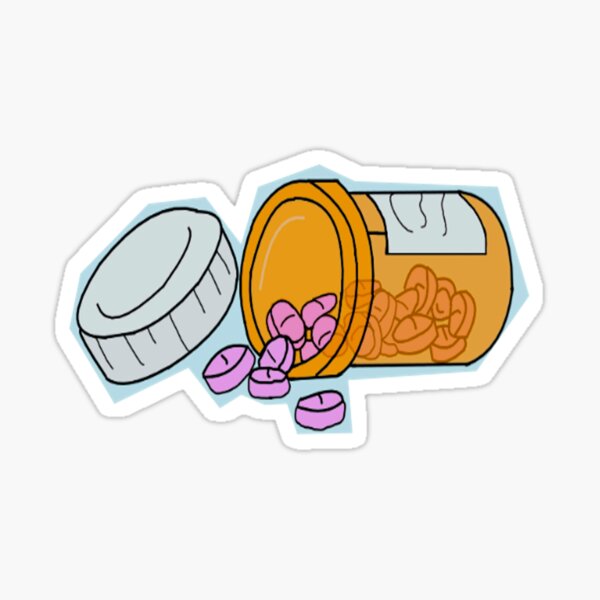 "Spilled Pills drawing " Sticker for Sale by madiidean Redbubble