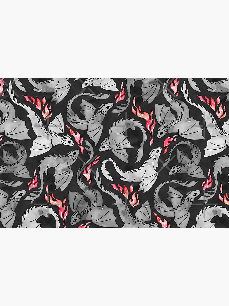 Thumbnail 4 of 4, Zipper Pouch, Dragon fire dark grey and black designed and sold by adenaJ.