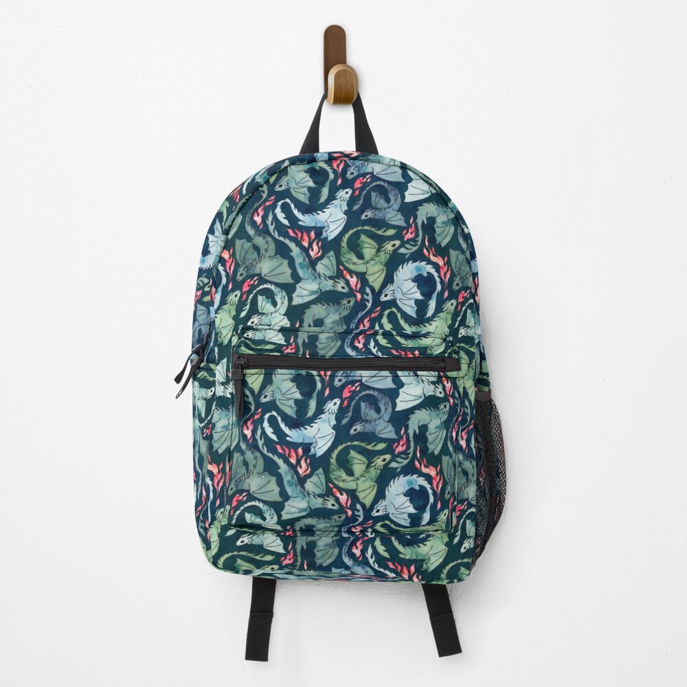 Dragon fire dark blue & green Backpack