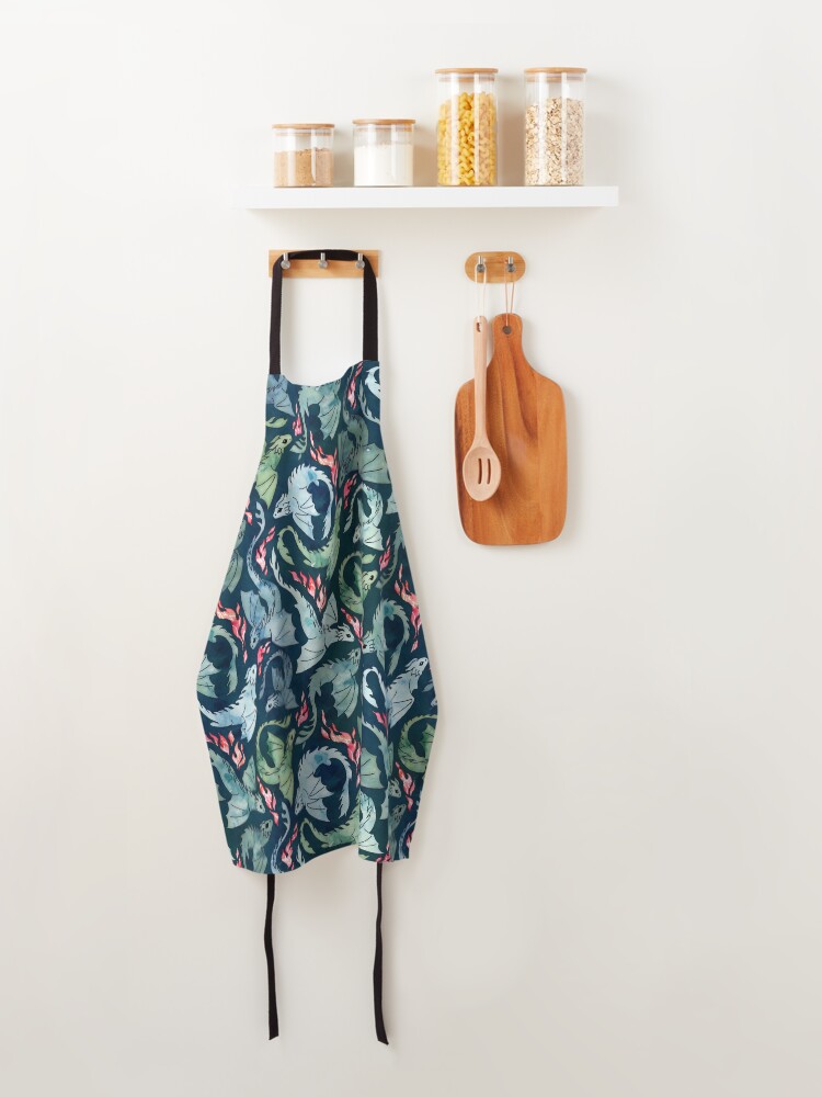 Alternate view of Dragon fire dark blue & green Apron
