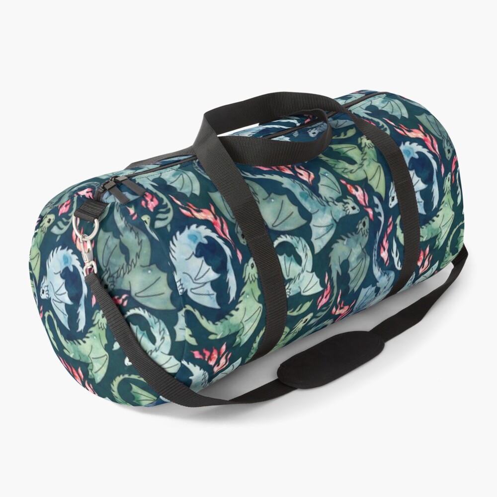 Dragon fire dark blue & green Duffle Bag
