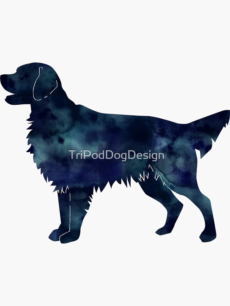 Golden Retriever and Flat-Coated Retriever Black Watercolor Silhouette by TriPodDogDesign