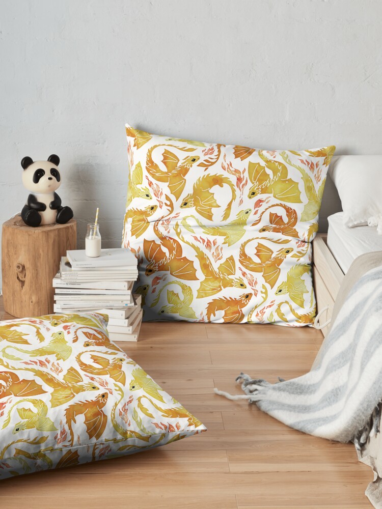 Alternate view of Dragon fire yellow Floor Pillow