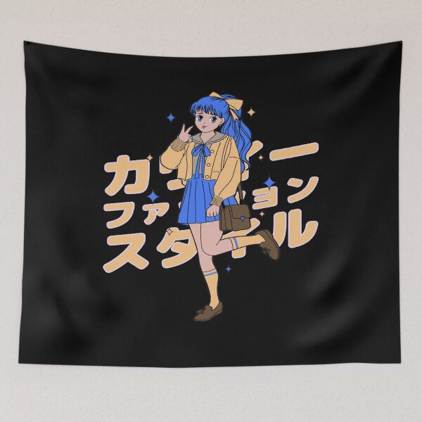 Item preview, Blue Hair Anime Retro Style Anime Anime Girl Fashion Anime Girl Merchandise designed and sold by daybreakagain.