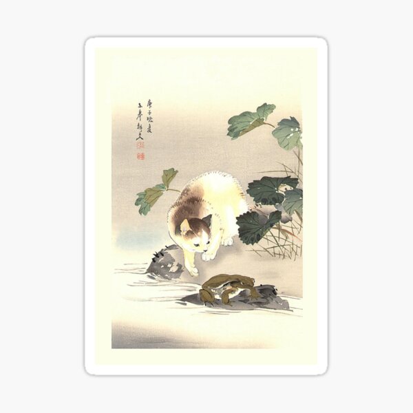 Vista previa del artículo con la obra «Impresión de gato de acuarela japonesa antigua en madera», diseñado y vendido por Epitome Girl.