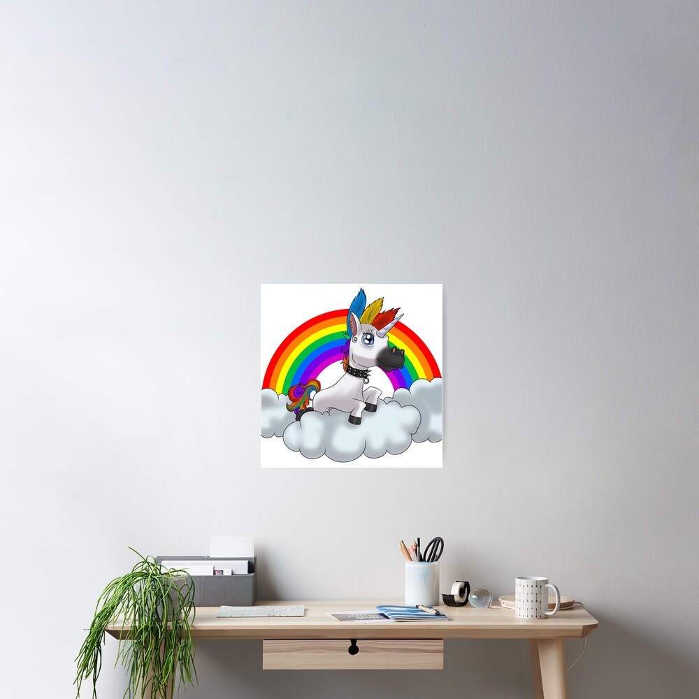 "Punk metal rock n roll gothic unicorn" Poster by Niktos Redbubble