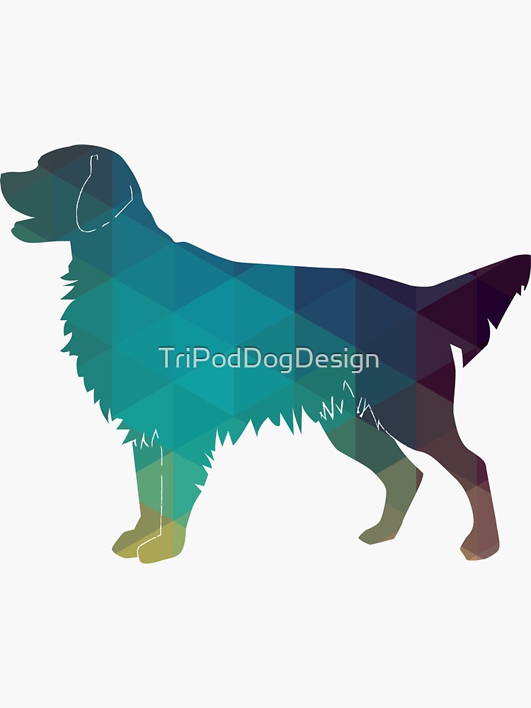 Golden Retriever and Flat-Coated Retriever Geometric Pattern Silhouette - Green by TriPodDogDesign