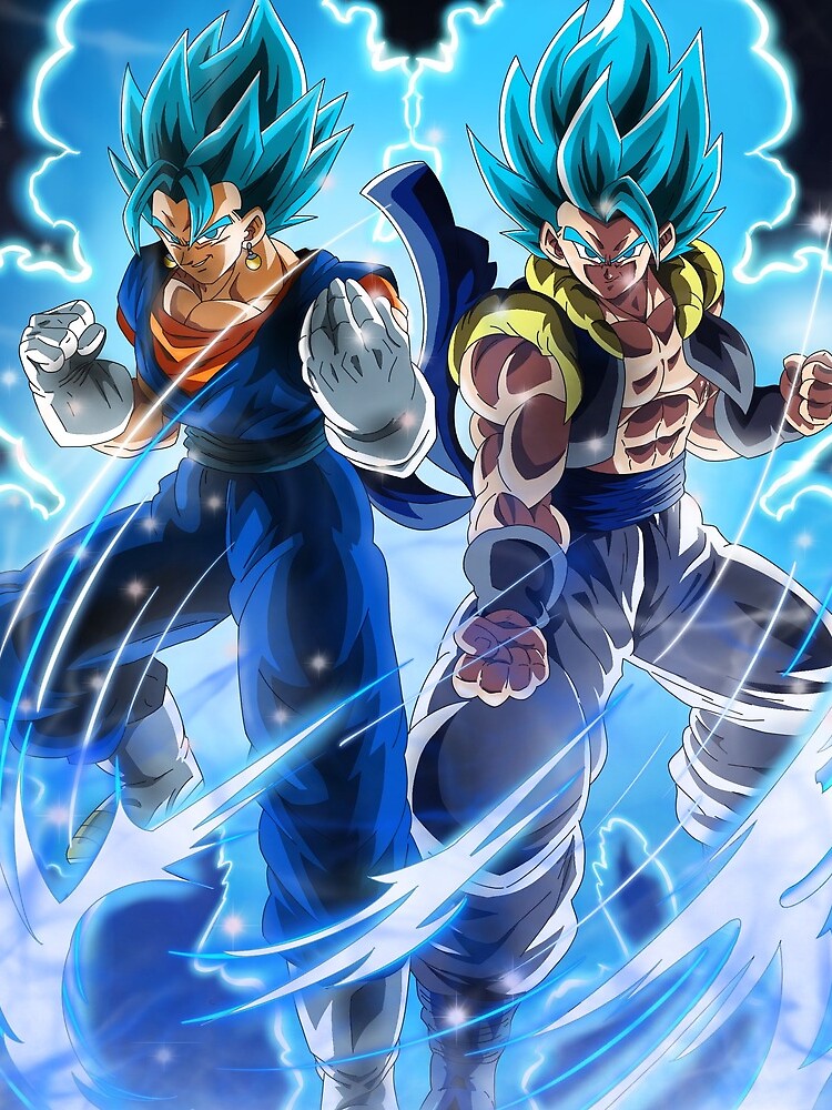 Dragon Ball Z, Vegito Blue, Vegito, Son Goku, Vegeta, Super Saiyajin Blue,  anime, anime boys, blue background, simple background