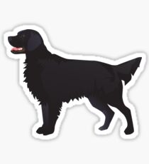 Black Flat-Coated Retriever Basic Breed Silhouette Sticker