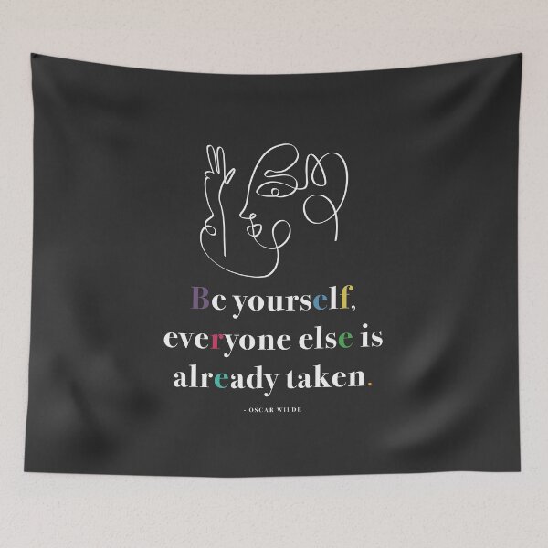 Item preview, Be Yourself, Everyone Else is Already Taken Oscar Wilde Quote with One Line Drawing  designed and sold by Kristen Glanzmann.