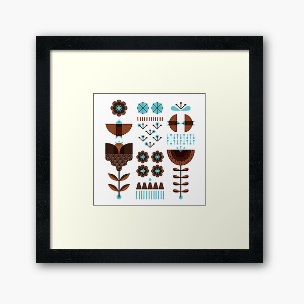Scandinavian modern folk Framed Art Print