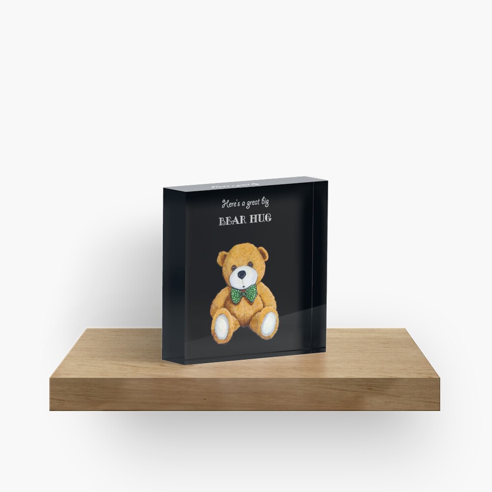 Carte de vœux for Sale avec l'œuvre « Un gros ours câlin avec un ours en peluche  mignon sur l'illustration noire » de l'artiste Joyce Geleynse