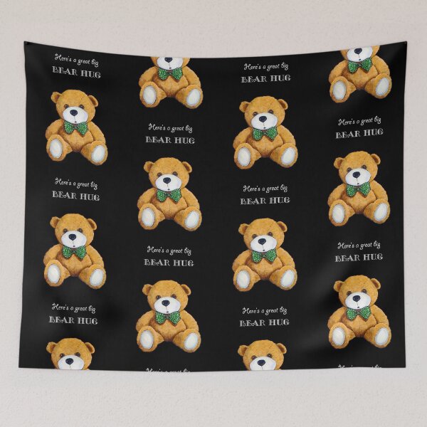 Item preview, A Big Bear Hug with Cute Teddy Bear on Black Illustration designed and sold by JoyfulWhimsy.