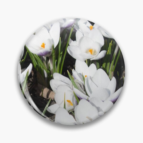 Item preview, pattern of white flowers crocuses and green leaves on a dark background designed and sold by nataliavavilina.