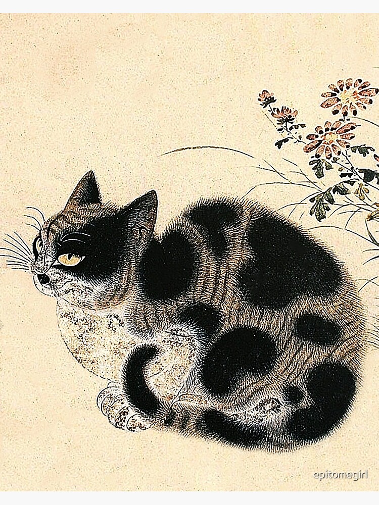 Cat high quality Neko woodblock print Japanese Washi