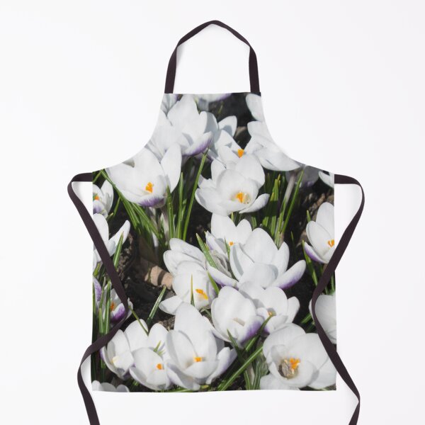 Item preview, pattern of white flowers crocuses and green leaves on a dark background designed and sold by nataliavavilina.