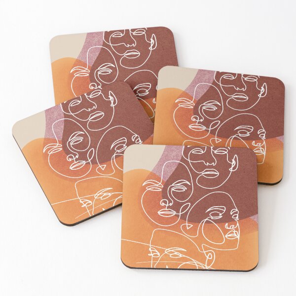 Item preview, Minimalist design faces line art terracotta designed and sold by Eldoradoo.