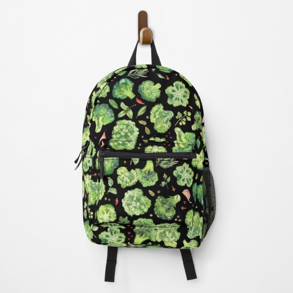 Item preview, Colorful fresh broccoli watercolor pattern on black designed and sold by AnjeseAnna.