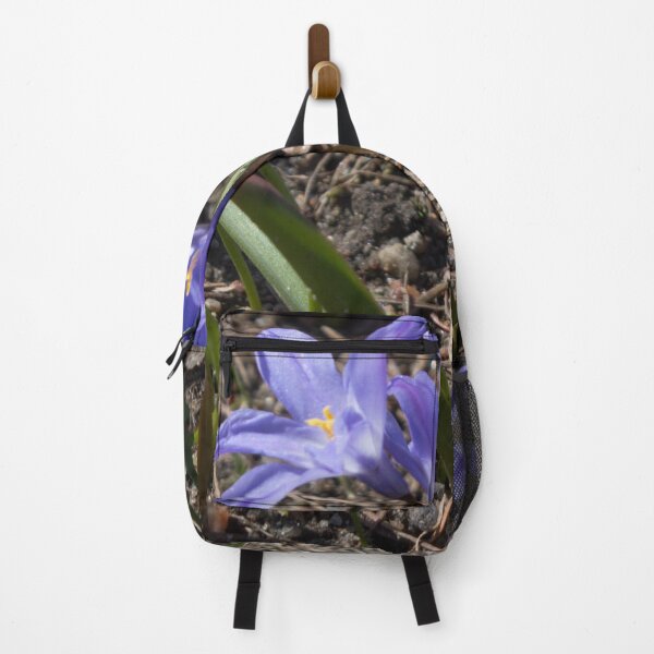 Item preview, purple spring flowers with yellow centers on the ground background designed and sold by nataliavavilina.
