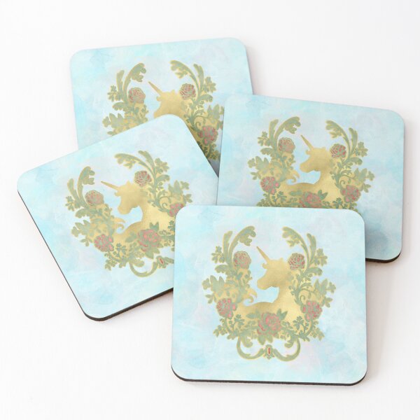 Item preview, Fairytale Damask Gold Unicorn and Roses designed and sold by SakuraSkies.
