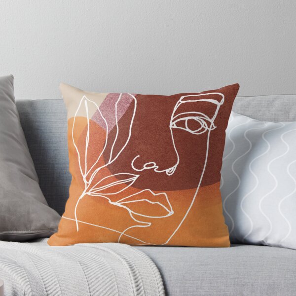 Item preview, Minimalist design faces with leaves line art terracotta designed and sold by Eldoradoo.