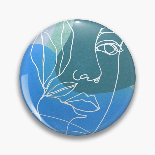Item preview, Minimalist design faces with leaves line art Blue designed and sold by Eldoradoo.