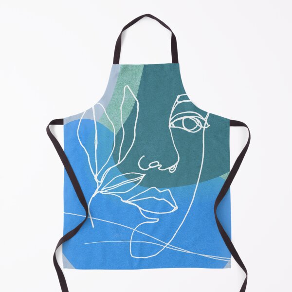 Item preview, Minimalist design faces with leaves line art Blue designed and sold by Eldoradoo.