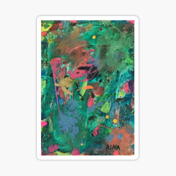 Green Abstract Painting Sticker