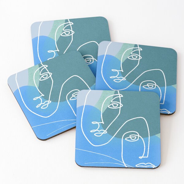 Item preview, Minimalist design twins face line art Blue designed and sold by Eldoradoo.