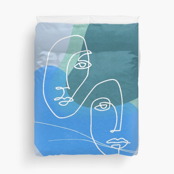 Item preview, Minimalist design twins face line art Blue designed and sold by Eldoradoo.
