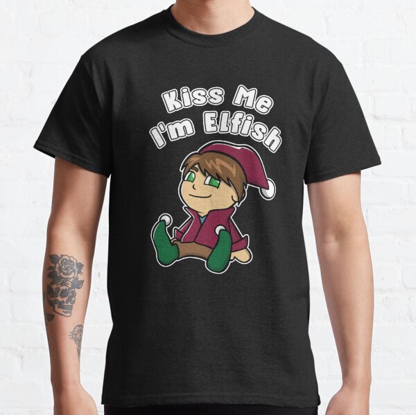 Kiss Me I'm Elfish Elf Funny Fun Green Eyed Elf Who Wants a Kiss Classic T-Shirt