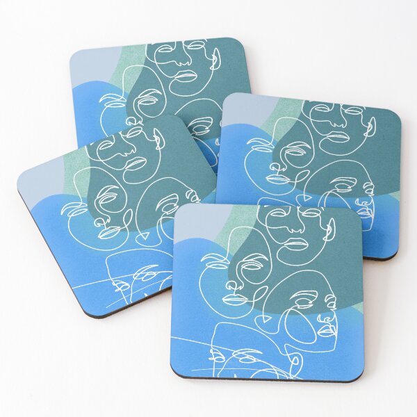 Item preview, Minimalist design faces line art Blue designed and sold by Eldoradoo.