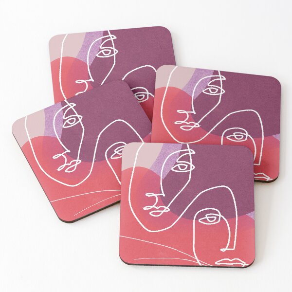 Item preview, Minimalist design twins face line art Pink designed and sold by Eldoradoo.