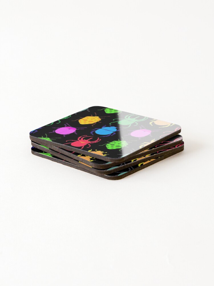 Thumbnail 4 of 5, Coasters (Set of 4), beetles pattern designed and sold by scribbli.