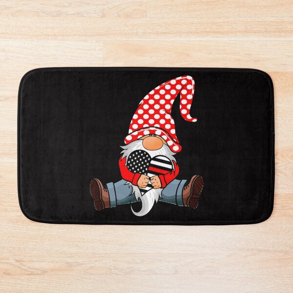 Item preview, Gnome Holding Thin Red Line Firefighter Love Heart designed and sold by sasigifts.