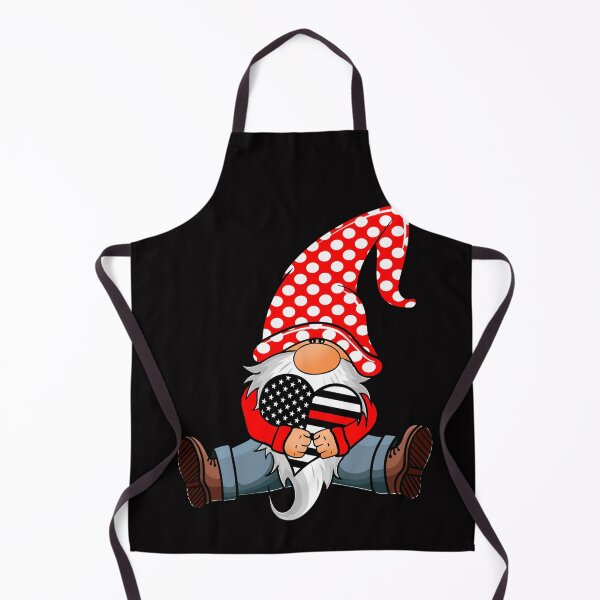 Item preview, Gnome Holding Thin Red Line Firefighter Love Heart designed and sold by sasigifts.