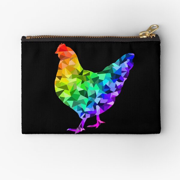 Rainbow Geometric Chicken Zipper Pouch