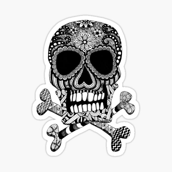 Skull and Crossbones Doodle Art Sticker