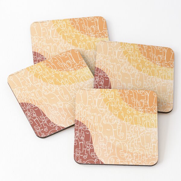 Item preview, Minimalist design faces patchwork big line art terracotta designed and sold by Eldoradoo.