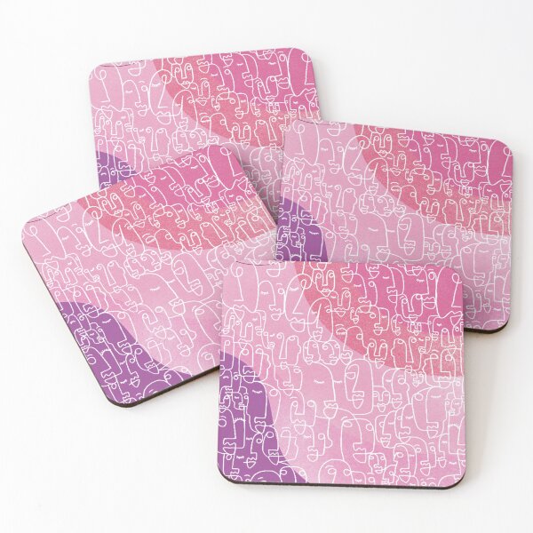 Item preview, Minimalist design faces patchwork big line art Pink designed and sold by Eldoradoo.