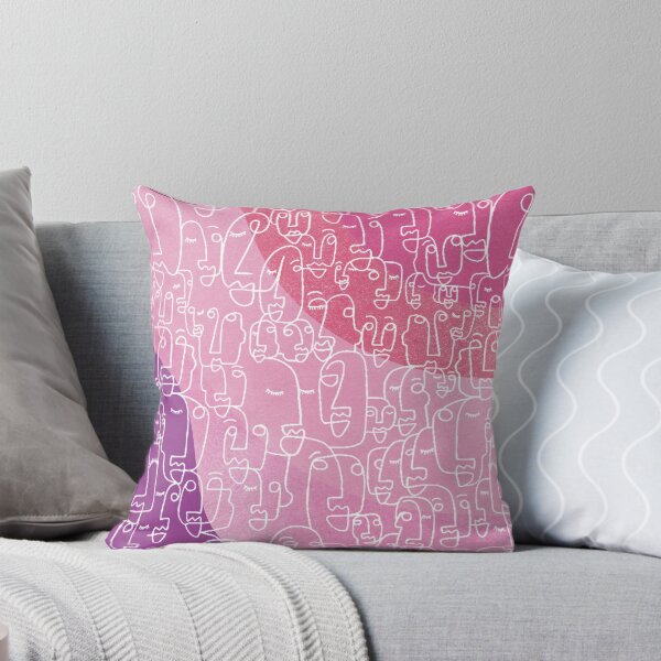 Item preview, Minimalist design faces patchwork big line art Pink designed and sold by Eldoradoo.