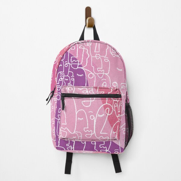 Item preview, Minimalist design faces patchwork big line art Pink designed and sold by Eldoradoo.