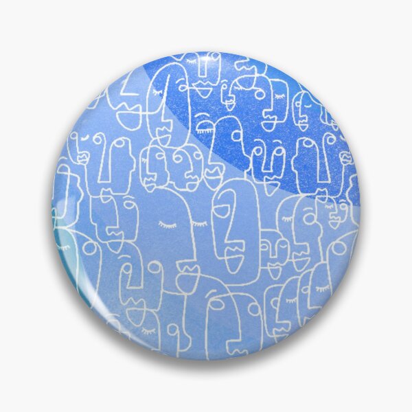 Item preview, Minimalist design faces patchwork big line art Blue designed and sold by Eldoradoo.