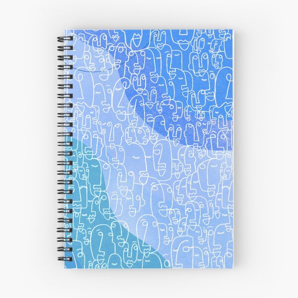 Item preview, Minimalist design faces patchwork big line art Blue designed and sold by Eldoradoo.